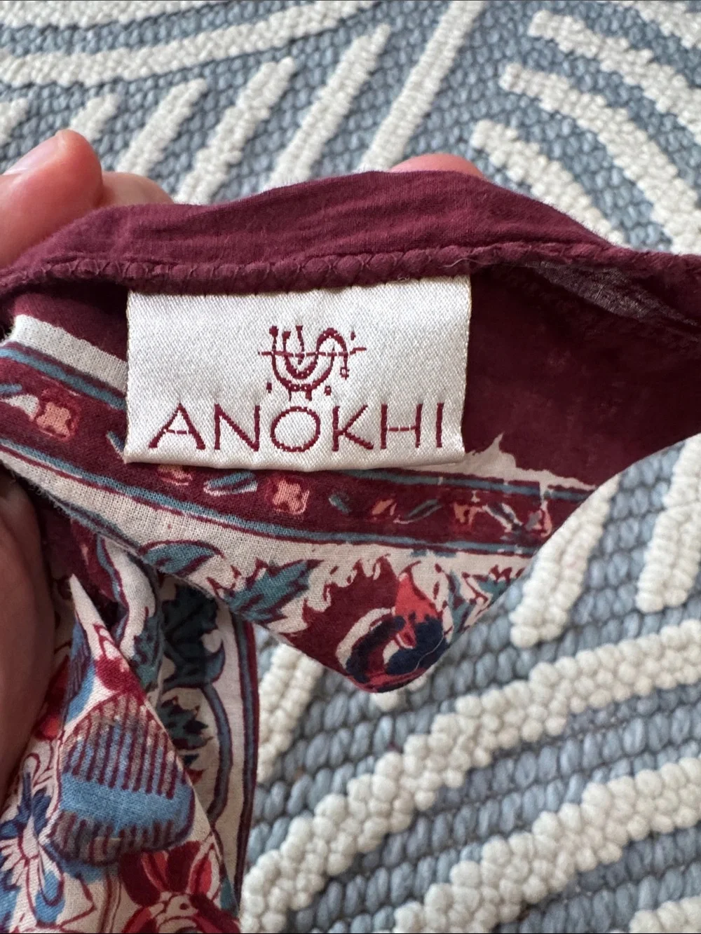 ANOKHI Cotton Triangle Scarf / Block Print Neck Scarf